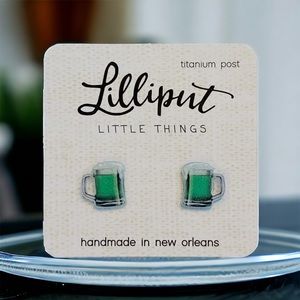 St. Patty's Day Green Beer Earring Studs